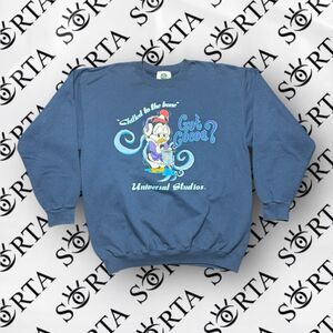 VTG 90s Universal Studios Chilly Willy Got Coco Crewneck Sweatshirt Size L Navy